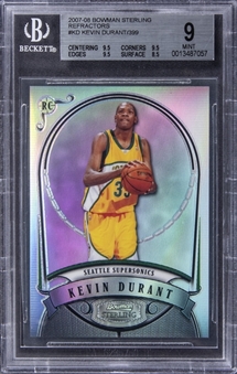 2007-08 Bowman Sterling Refractor #KD Kevin Durant Rookie Card (#332/399) - BGS MINT 9